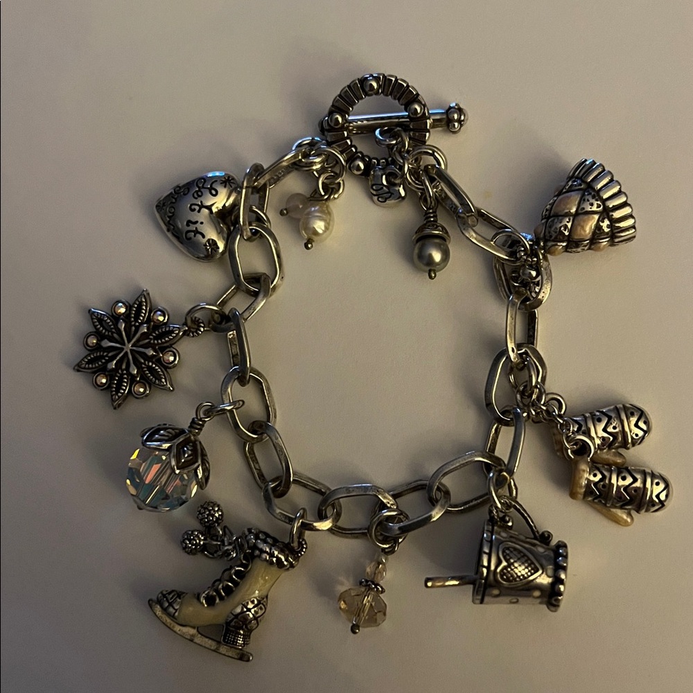 Genuine New Brighton Winter Silver Charm Bracelet aprox 7.5”